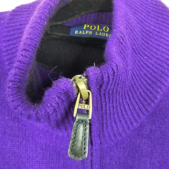 Polo Ralph Lauren purple ¼ zip pullover sweater wool & cashmere size xl - Picture 6 of 8